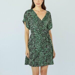 MICHAEL Michael Kors Womens Zebra-Print Tie Dress Green / Black ZEBRA - MEDIUM